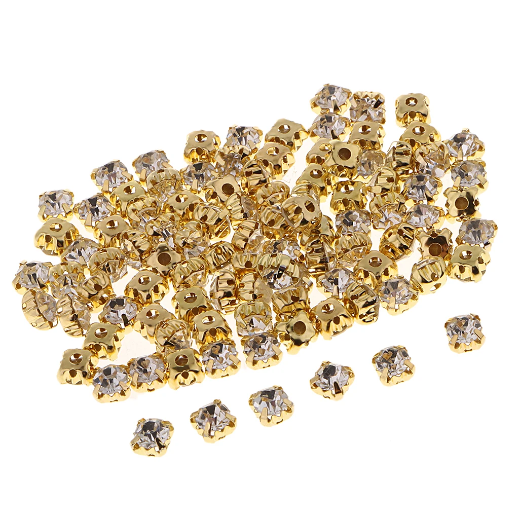6mm Gold 100 шт Акриловые Плоские пришивные стразы DIY хобби рукоделие для рукоделия изготовление тканей одежды украшения для свадебной вечеринки - Цвет: 6mm Gold