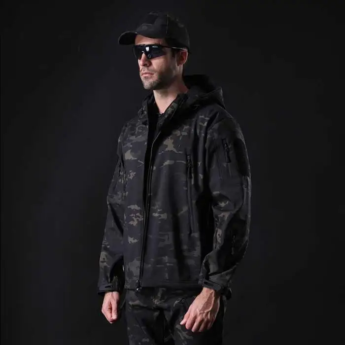 Men Waterproof Windproof Military Camouflage Softshell Tactical Jacket Outdoor Sport Hiking Keep Warm Coat Hooded Army Clothing