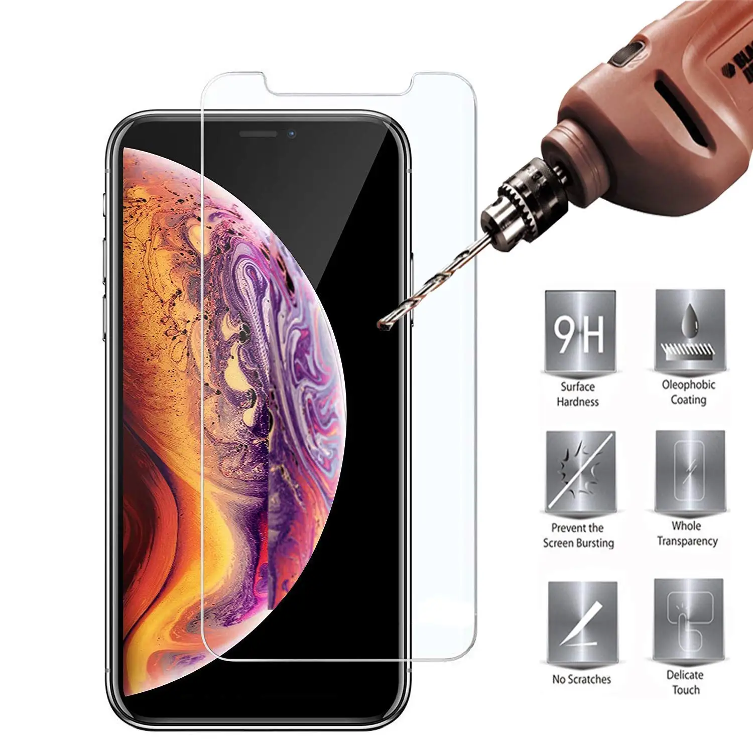 Прозрачное защитное закаленное стекло 9H для iPhone Xs 11 Pro Max Xr X S R 8 7 6 6S Plus 5 5S SE 6splus