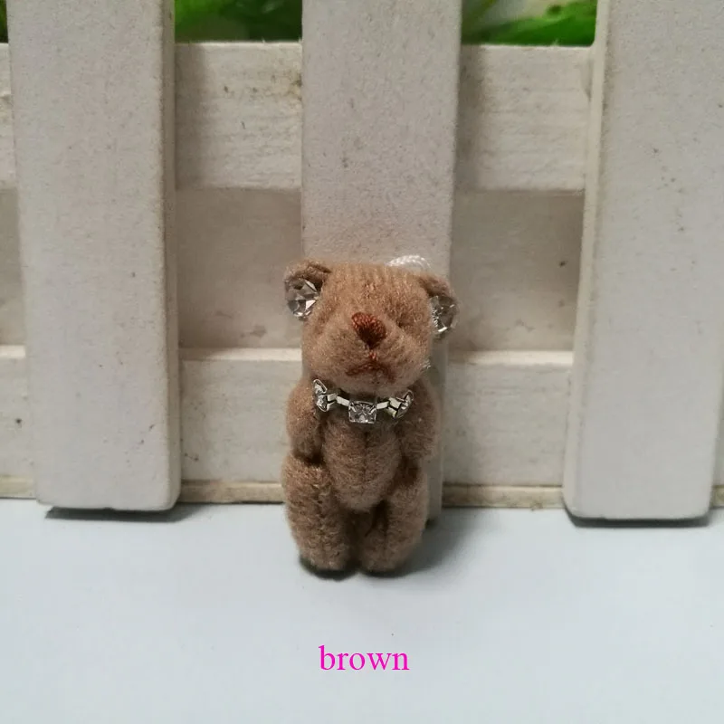 20pcs/lot Wholesale 3.5cm Mini joint bear teddy with Diamond mini plush Toy 10 colors to choose | Игрушки и хобби