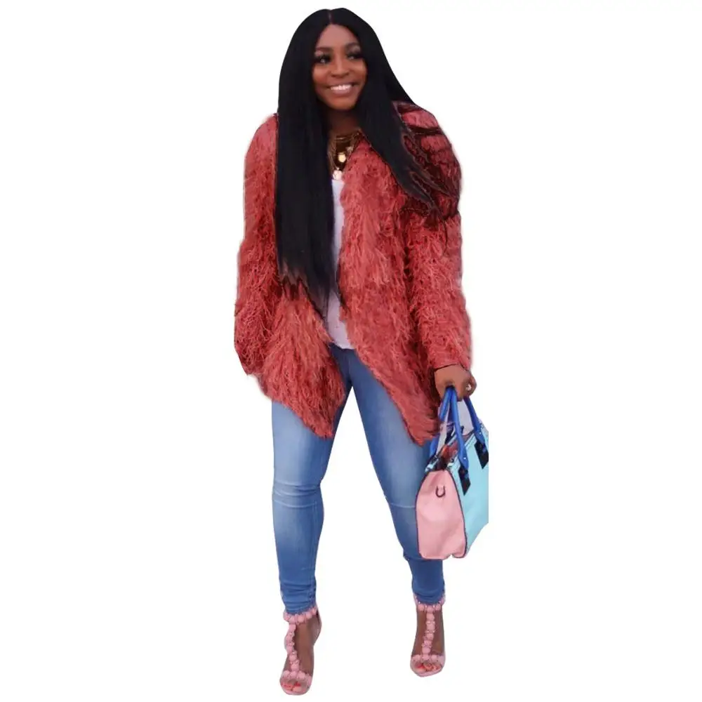 pink coat Adogirl с кисточками из искусственного меха длинное пальто кардиган с длинным рукавом открытый стежок Тонкий Осень Зима Верхняя одежда модные свитера женская куртка - Цвет: pink coat