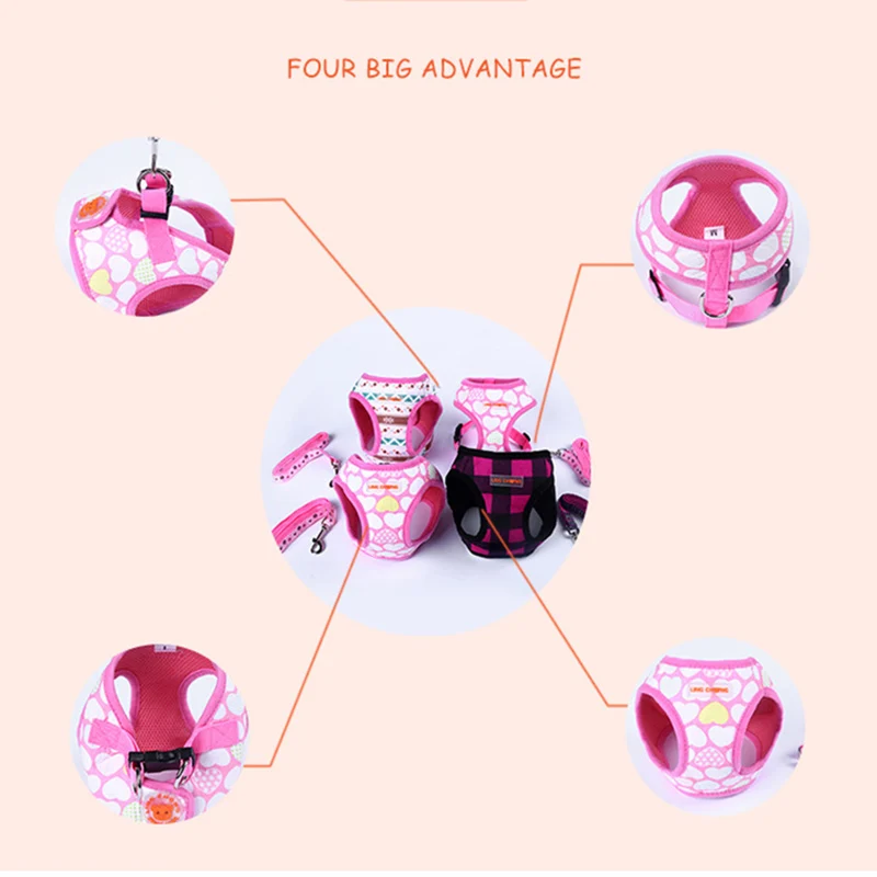 Милый поводок для домашних животных и прогулок Регулируемый воротник мягкая