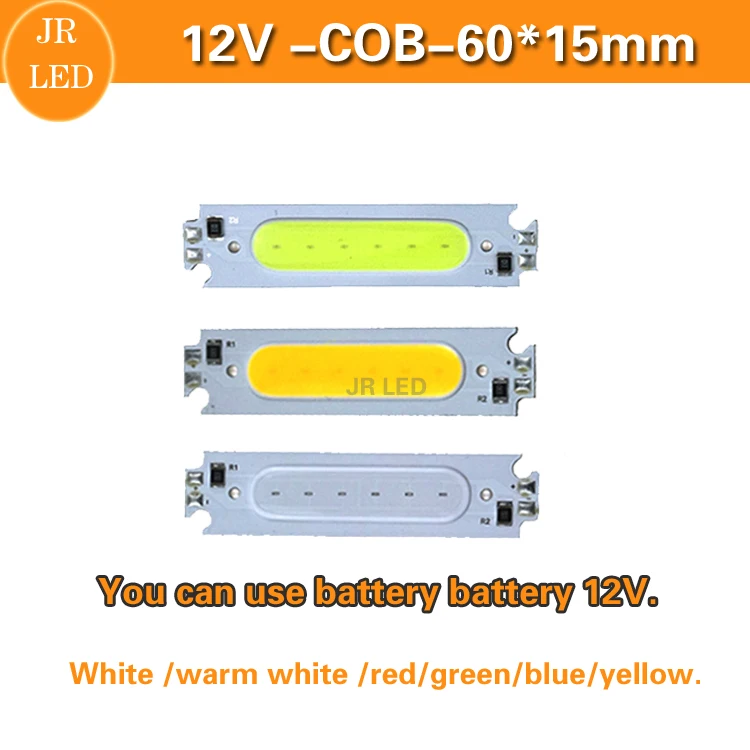 

10 шт. 20 шт. 50 шт. 2 Вт DC12V COB светодиодный 60x15 мм белый/теплый белый/красный/зеленый/синий/желтый/розовый цвет модифицированный светящийся DIY