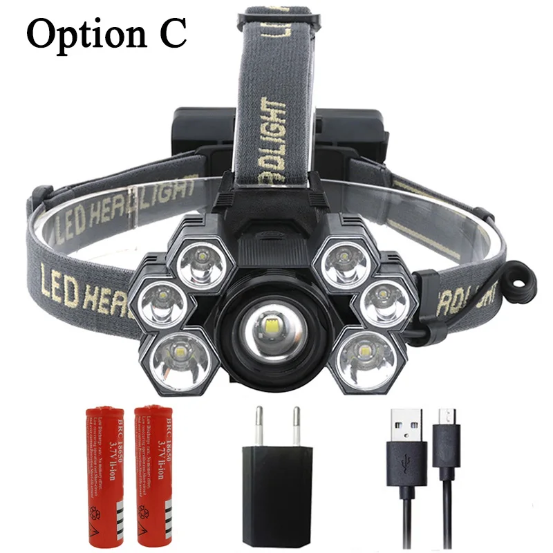 Option C Z20 Litwod 4101 7 светодиодные фары 3* XML T6+ 4* XPE Led головной светильник с переменным фокусным расстоянием головная лампа вспышка светильник головной светильник фонарь светодиодный налобный фонарь для кемпинга - Испускаемый цвет: Option C