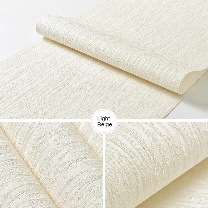 Light Beige Одноцветная 3D рельефная текстурированная настенная бумага Современная Флокированная Нетканая настенная бумага рулон обои для гостиной для стен спальни - Цвет: Light Beige
