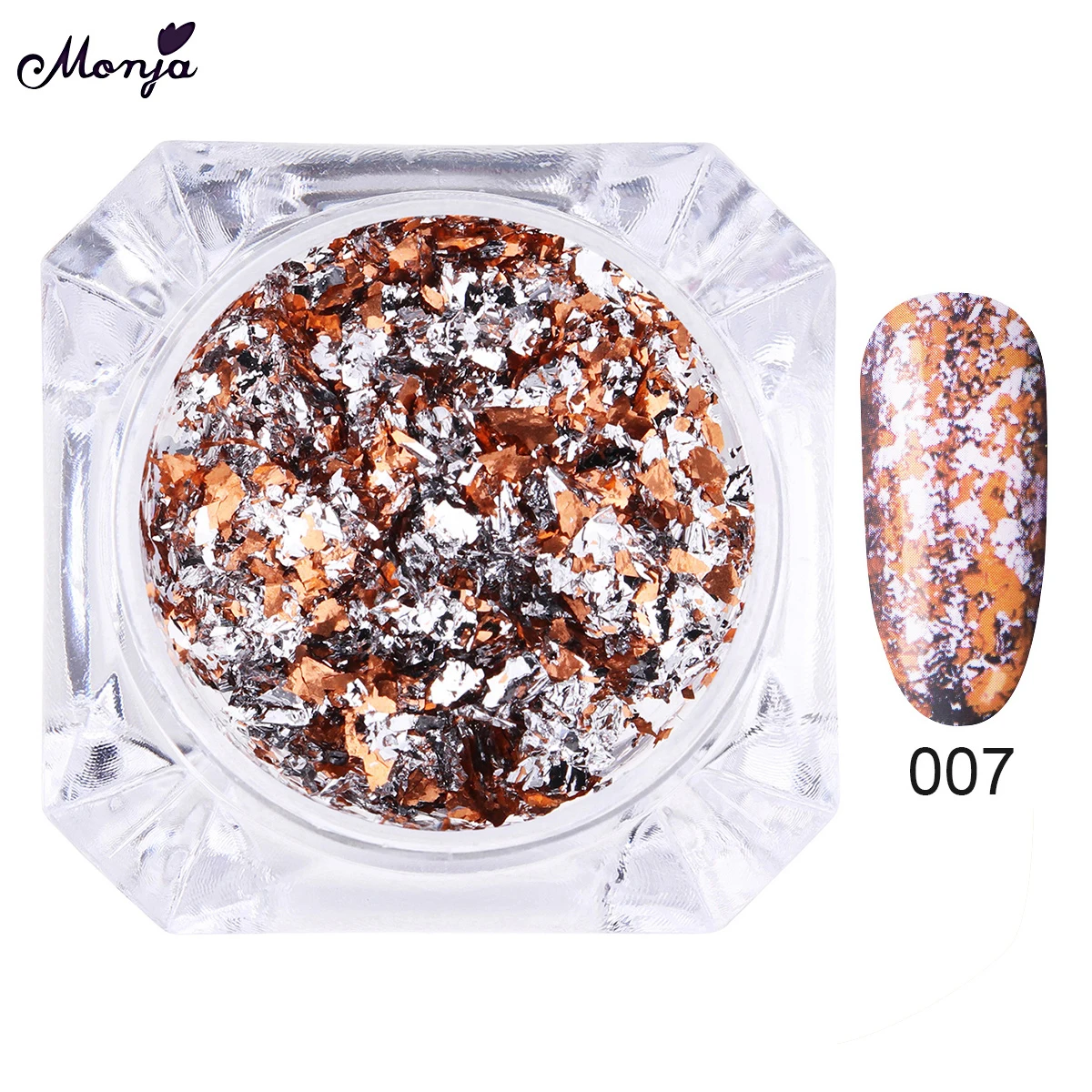 007 Monja 12 цветов Стразы для нейл-арта фольги Блестящий хромирующйи пигмент нерегулярный порошок пыли хлопья DIY украшения Аксессуары - Цвет: 007