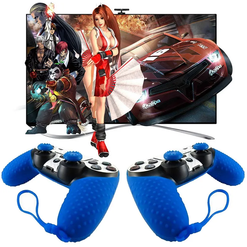 Новое поступление 2018 синий силиконовый чехол + крышки джойстика для контроллера