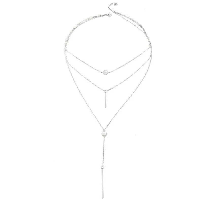 

Bohemian Fashion Women Necklaces&Pendants 3 Multi Layer Necklace Tassel Charm Bar Statement Necklace For Women Sweater