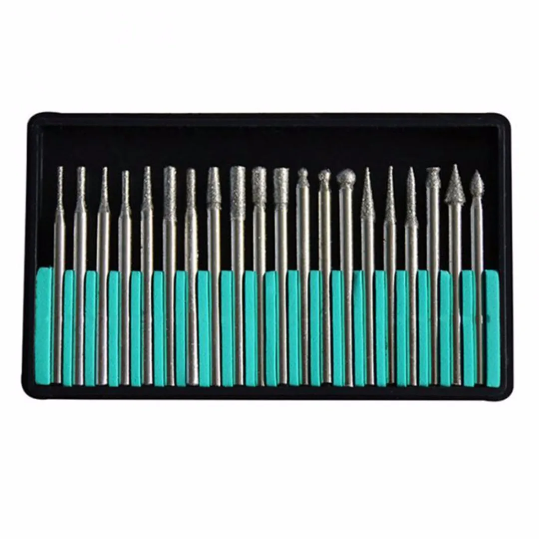 20pcs 3mm Grinding Cutting Head Drill Bits Diamond Rotary Carving Polishing Tool | Bit