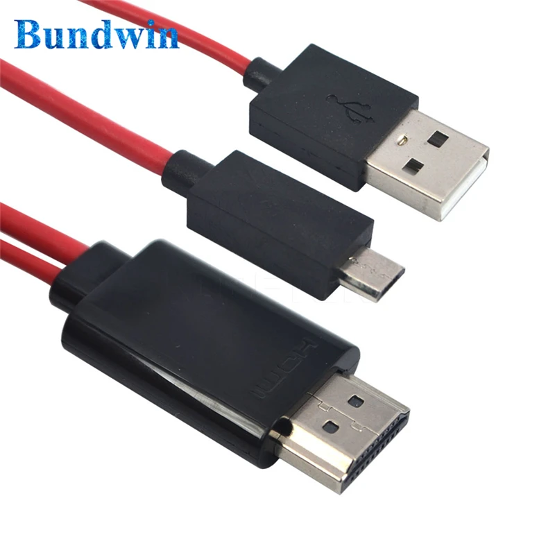 Bundwin 2 м Micro USB к HDMI-совместимый HD 1080P кабель штекер-штекер Адаптер для Samsung LG Song HTC Moto