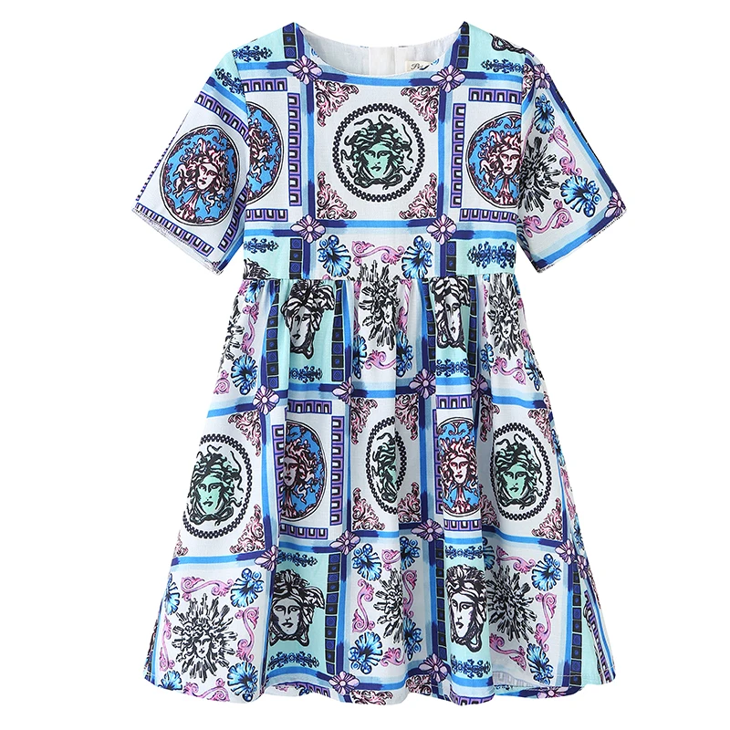 Летнее платье для девочек Robe Fille Детское с цветочным принтом Костюм принцессы