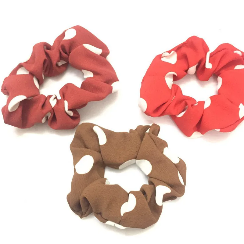 

Free shipping Fashion women lovely dot Hair bands sweet warm color hair scrunchies girl's hair Tie Accessories Ponytail Holder