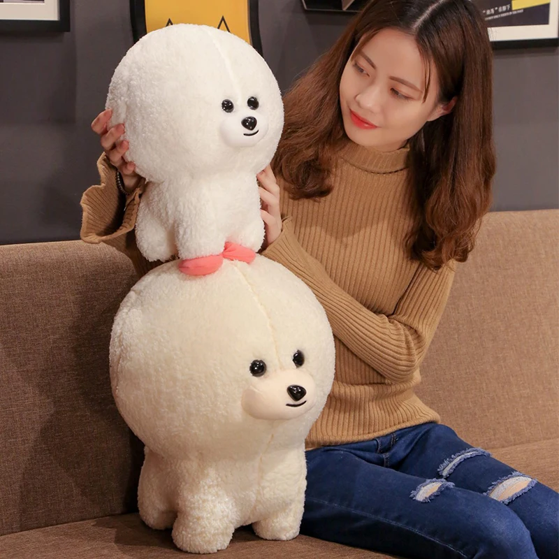 Белая/бежевая плюшевая игрушка Bichon Frise милый щенок мягкая набивная собака