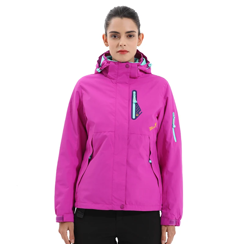 women purple Мужская зимняя флисовая водонепроницаемая куртка 3 в 1, женская спортивная теплая брендовая куртка для походов, кемпинга, походов, лыжного спорта - Цвет: women purple