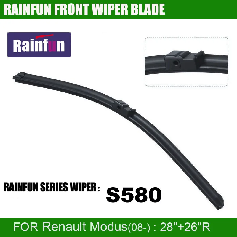 RAINFUN S580 2"+ 26" R специализированная Автомобильная щетка стеклоочистителя для Renault Modus, автомобильный очиститель из натурального каучука, автомобильная мягкая щетка стеклоочистителя