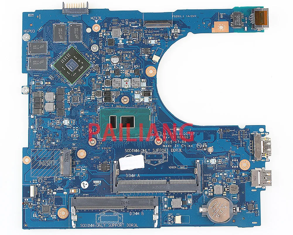 Ноутбук материнская плата для Dell Inspiron 5759 5559 I7-6500U PC материнская плата для ноутбука CN-0F1J0W 0F1J0W AAL15 LA-D071P полный tesed DDR3