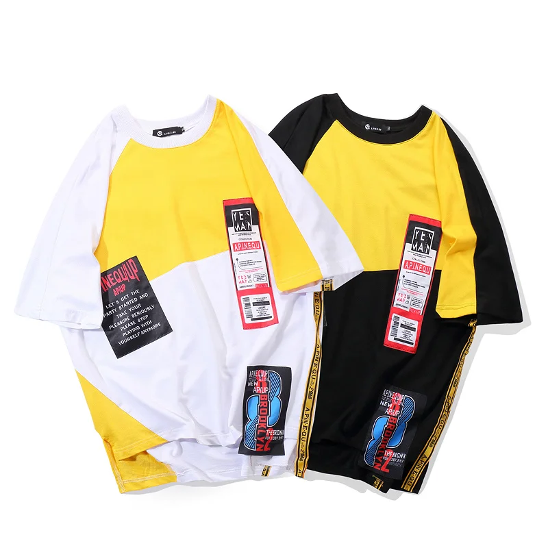 Футболка HIDOL оверсайз контрастных цветов футболка в стиле пэчворк с лентами