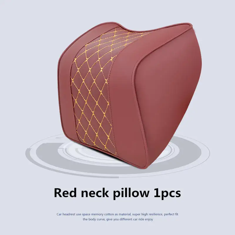 red pillow 1pcs 4 цвета кожаный автомобильный поясной Сиденье Поддержка памяти хлопковый подголовник для сиденья поясничная подушка для водителя автомобиля с четыре сезона подушка - Цвет: red pillow 1pcs