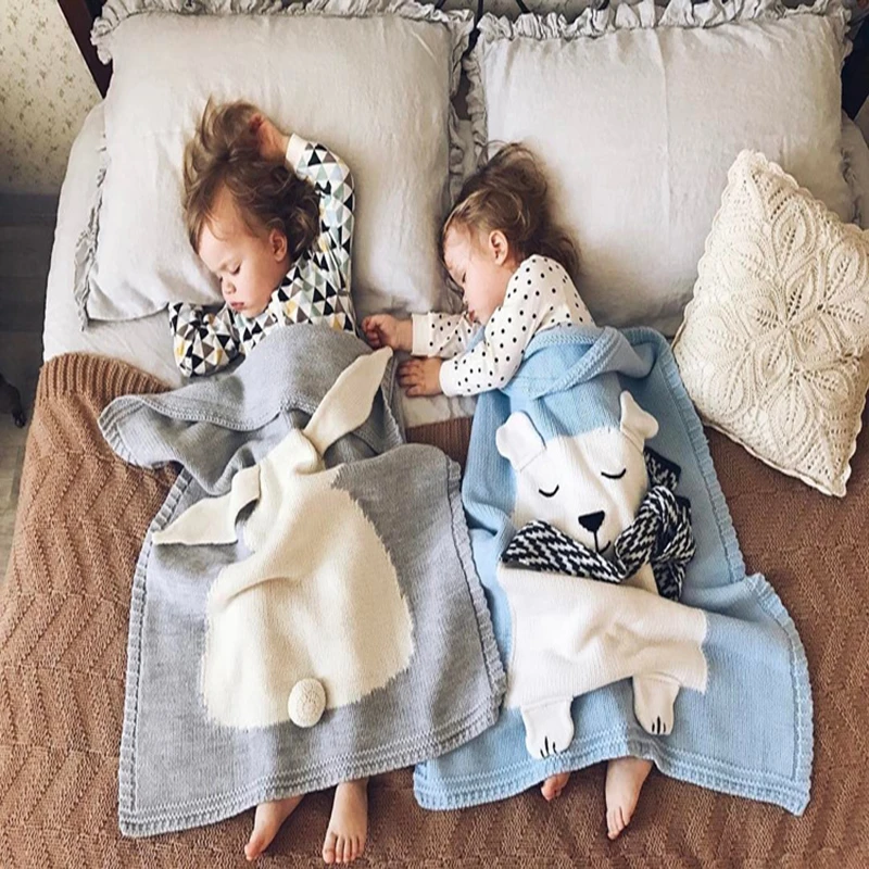 Bear Baby Blanket Knitted Thread Blankets Throw on Sofa Bed For Newborn Kids Children Swaddle Soft Sleeping Mat Bedding Cover |