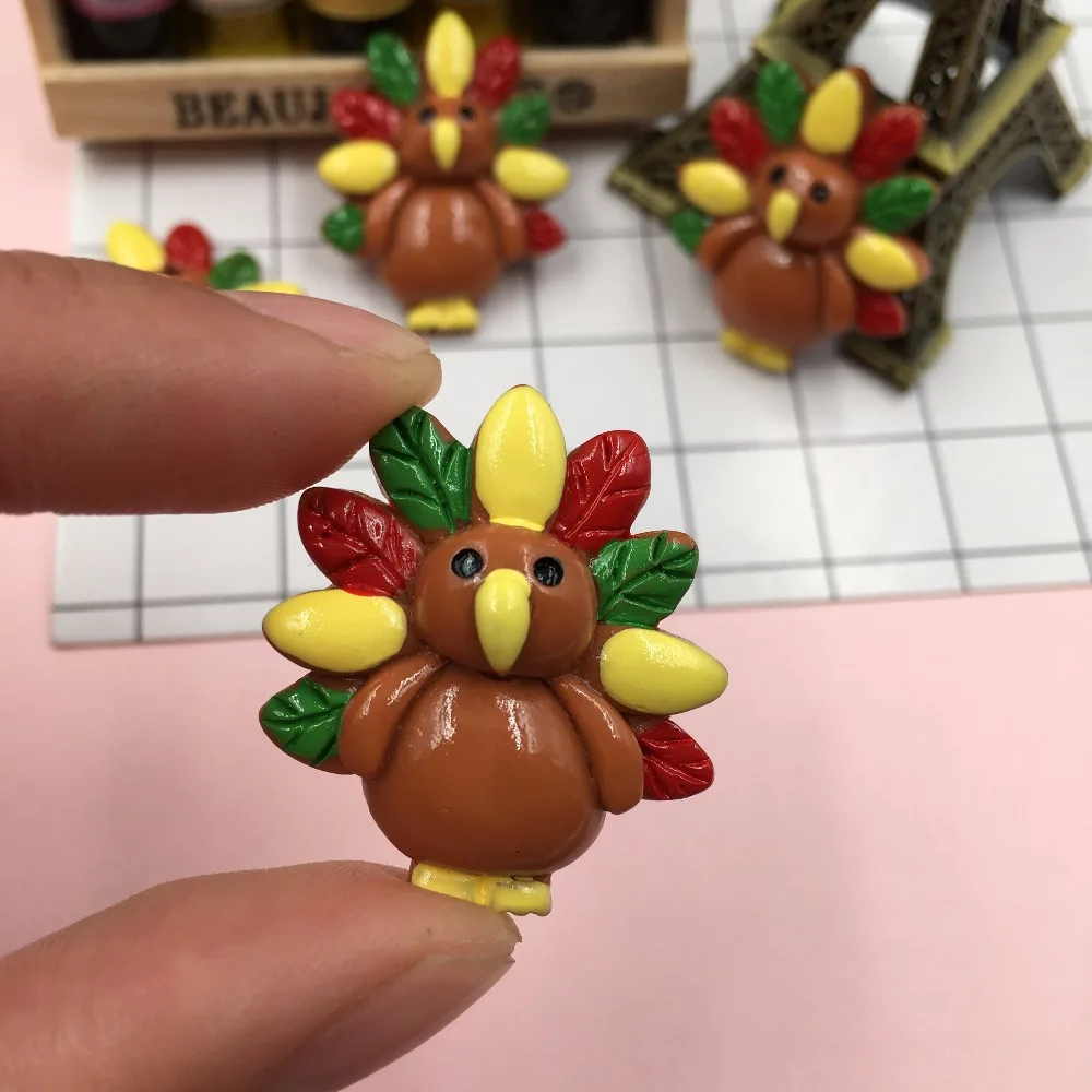 Индейка на День Благодарения кабошон с плоской задней поверхностью из смолы для