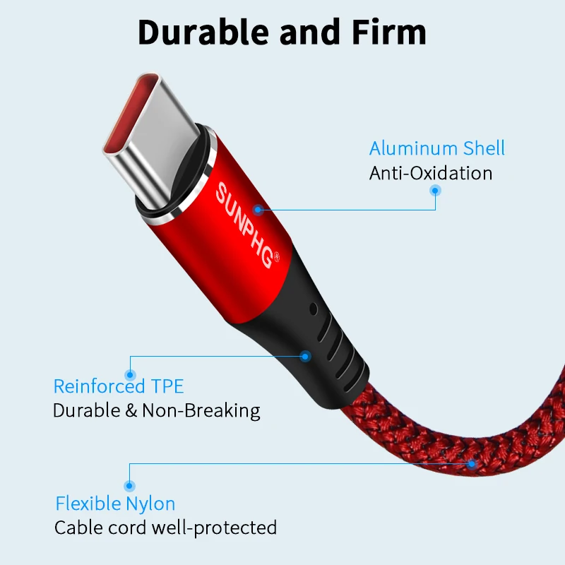 SUNPHG 5A usb type C кабель супер быстрая зарядка для huawei p30 samsung s9 USBC кабель для передачи данных зарядное устройство для телефона зарядный USB-C кабель type-C