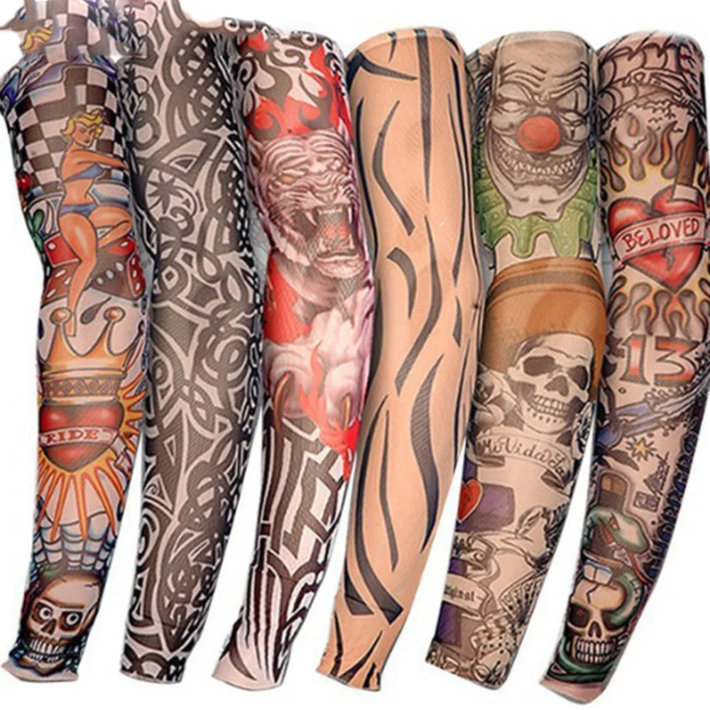 1PC Women Men Cycling Sports Tattoo Sleeves UV Cool Arm Running Warmer Sport Elastic Oversleeve Warmers |