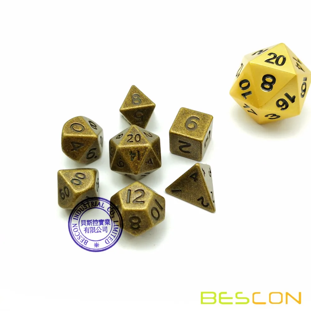 Bescon 10 мм Мини твердые металлические игральные кости старинная латунь мини