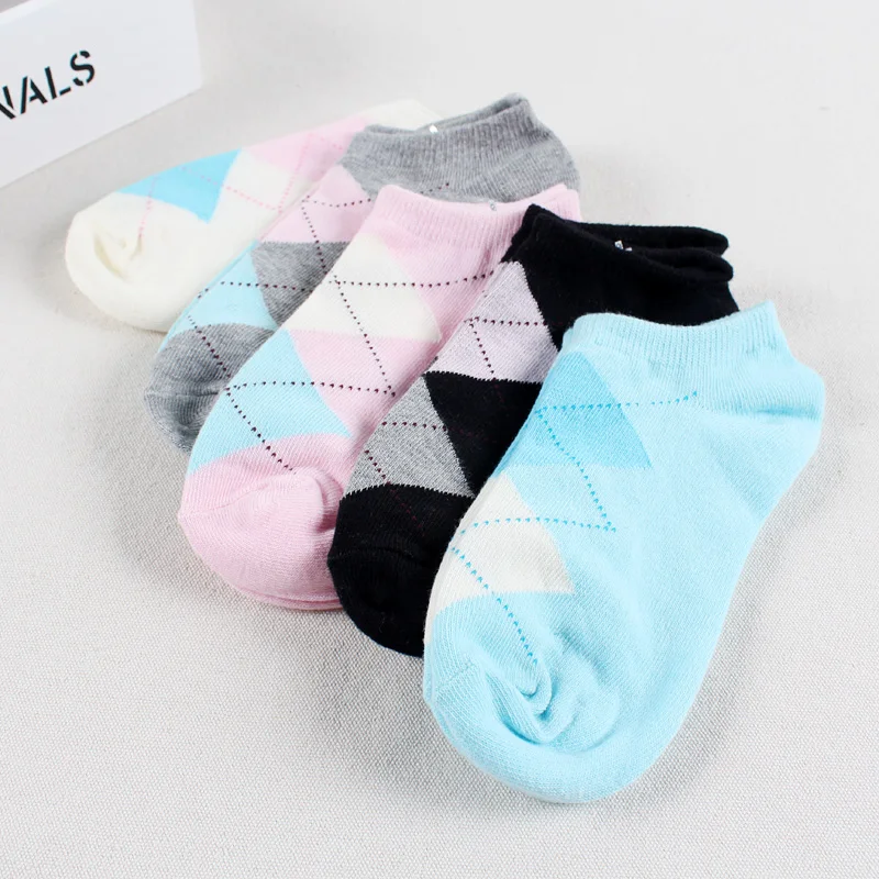 5 Цветов Конфеты Цвет Женщин Носки Короткие Лодыжки Лодка Низкий Спорт | Женская