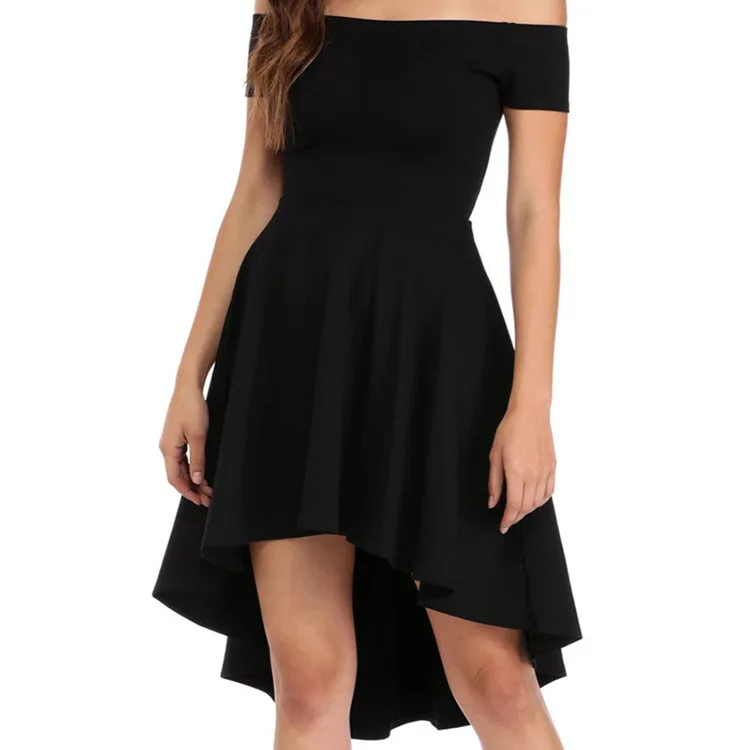 Slash Neck Dress Women Summer Casual For Elegant Solid Color Black Vestidos African Tunics Victorian Bustle | Женская одежда