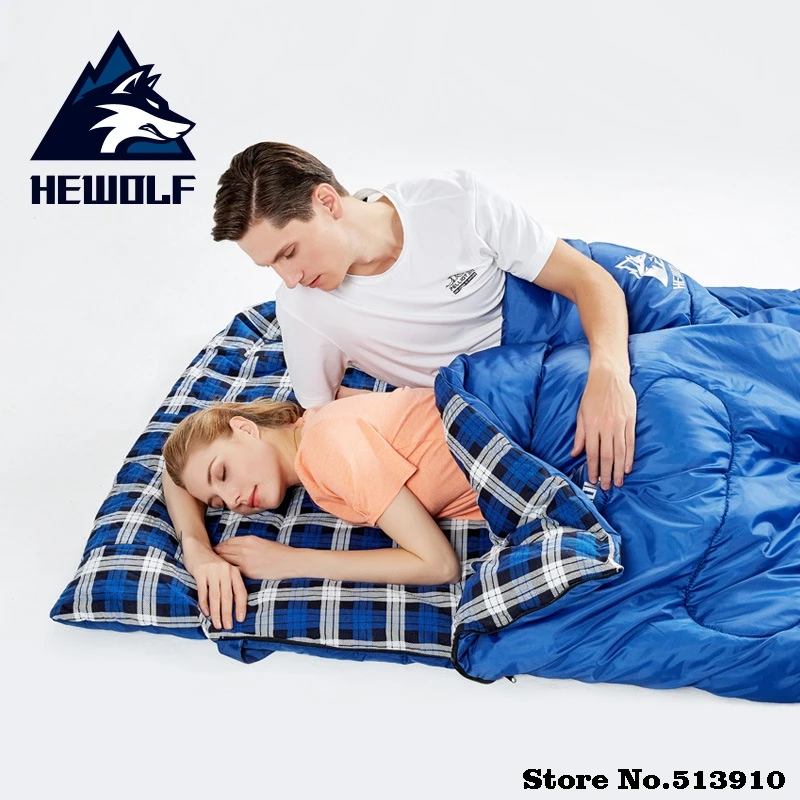 

Hewolf Outdoors Adult 3 Season Camping Sleeping Bag Hotel Septum Travel Can Splice Into Two Seperate Single спальный мешок