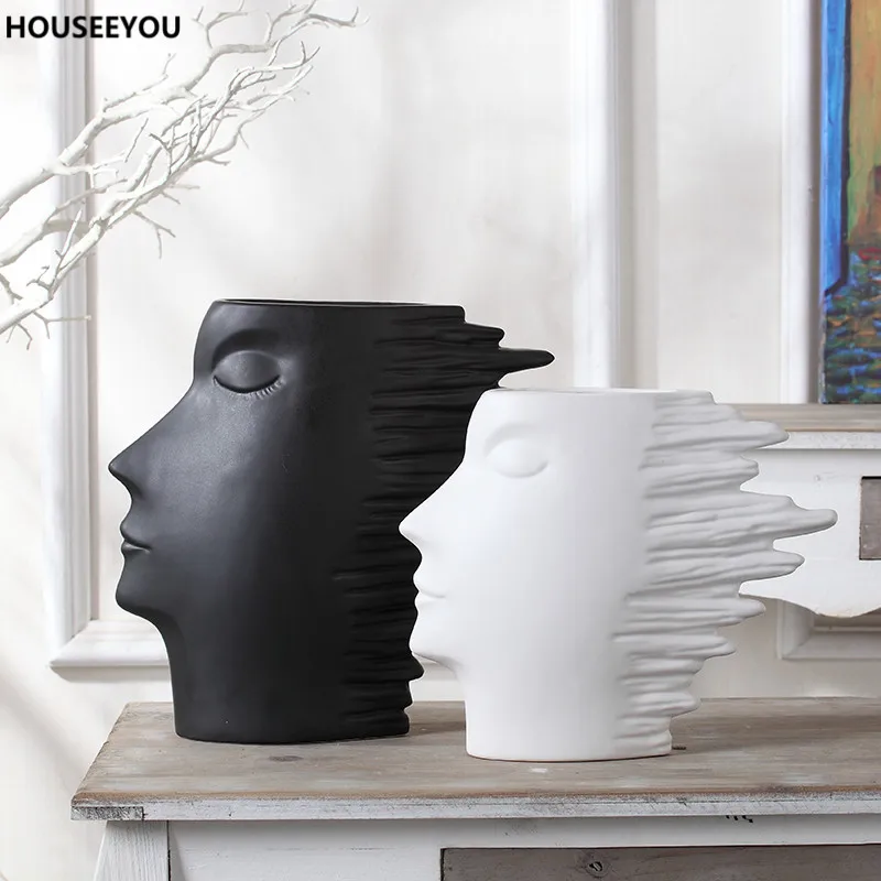 Современные минималистичные белые черные вазы для цветов аксессуары дома