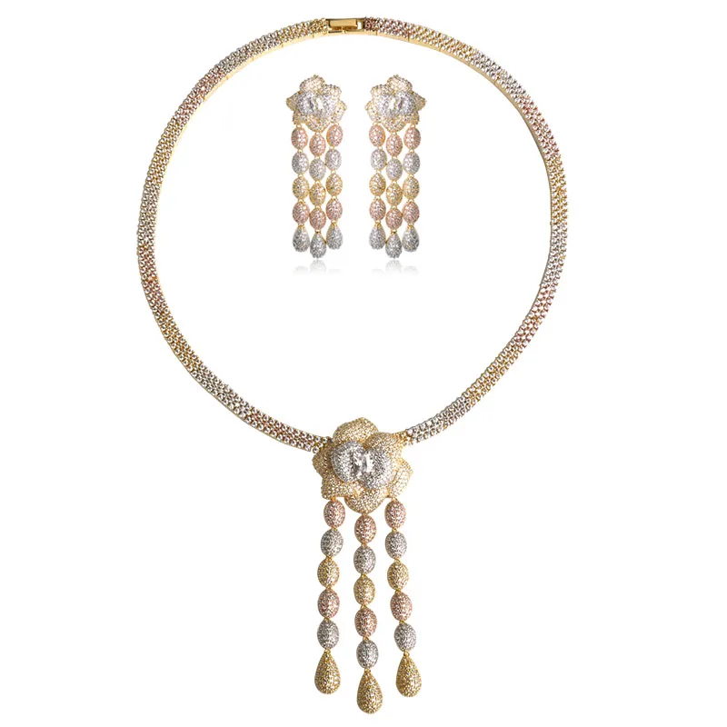 Dazz Роскошные Длинные подвеска кисточкой колье Цепочки и ожерелья Серьги