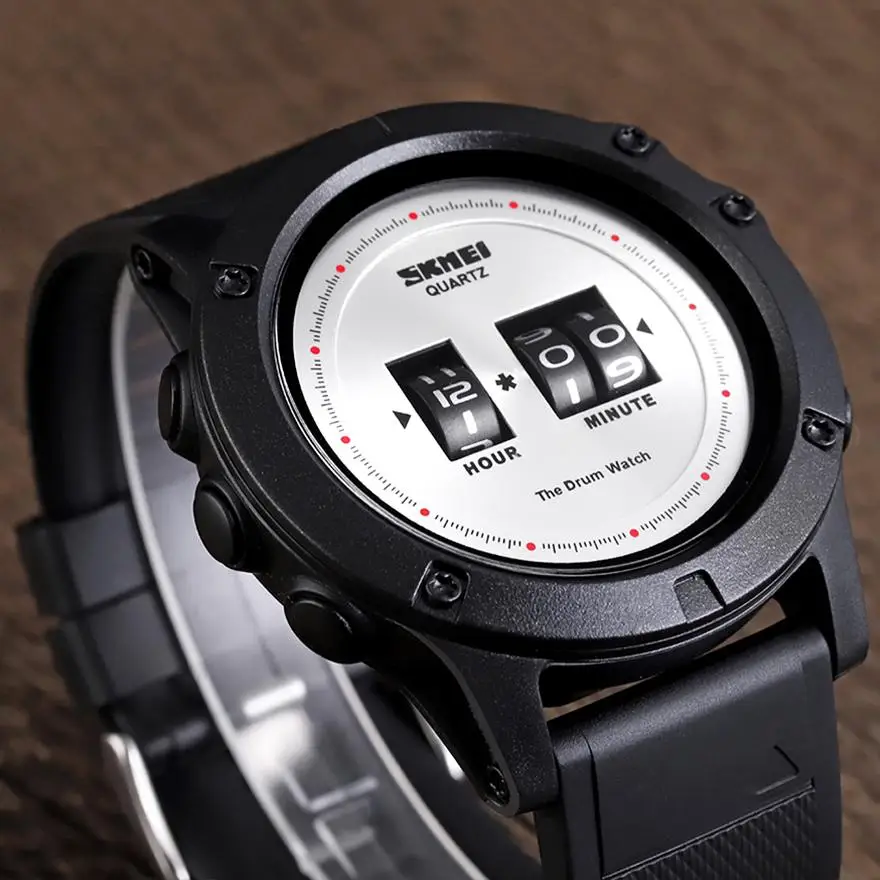 

Fashion Men Watches Creative Turntable Lock Dial Waterproof Watch Male Sports Clock PU Quartz Wrist Watches Relogio Masculino
