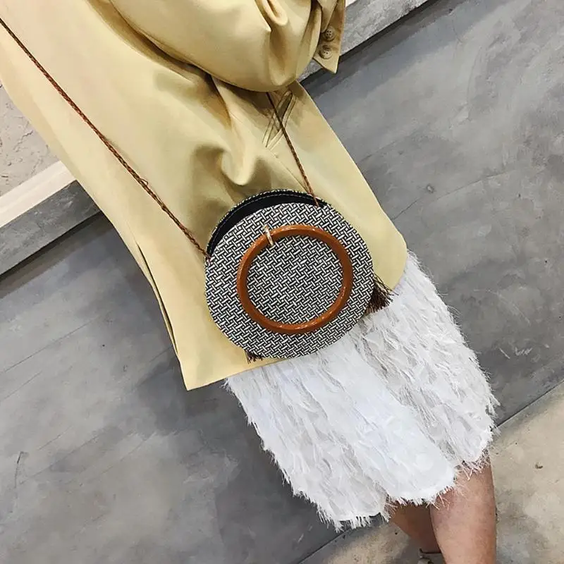 Женские круглые соломенные сумки летние пляжные через плечо в богемном стиле |