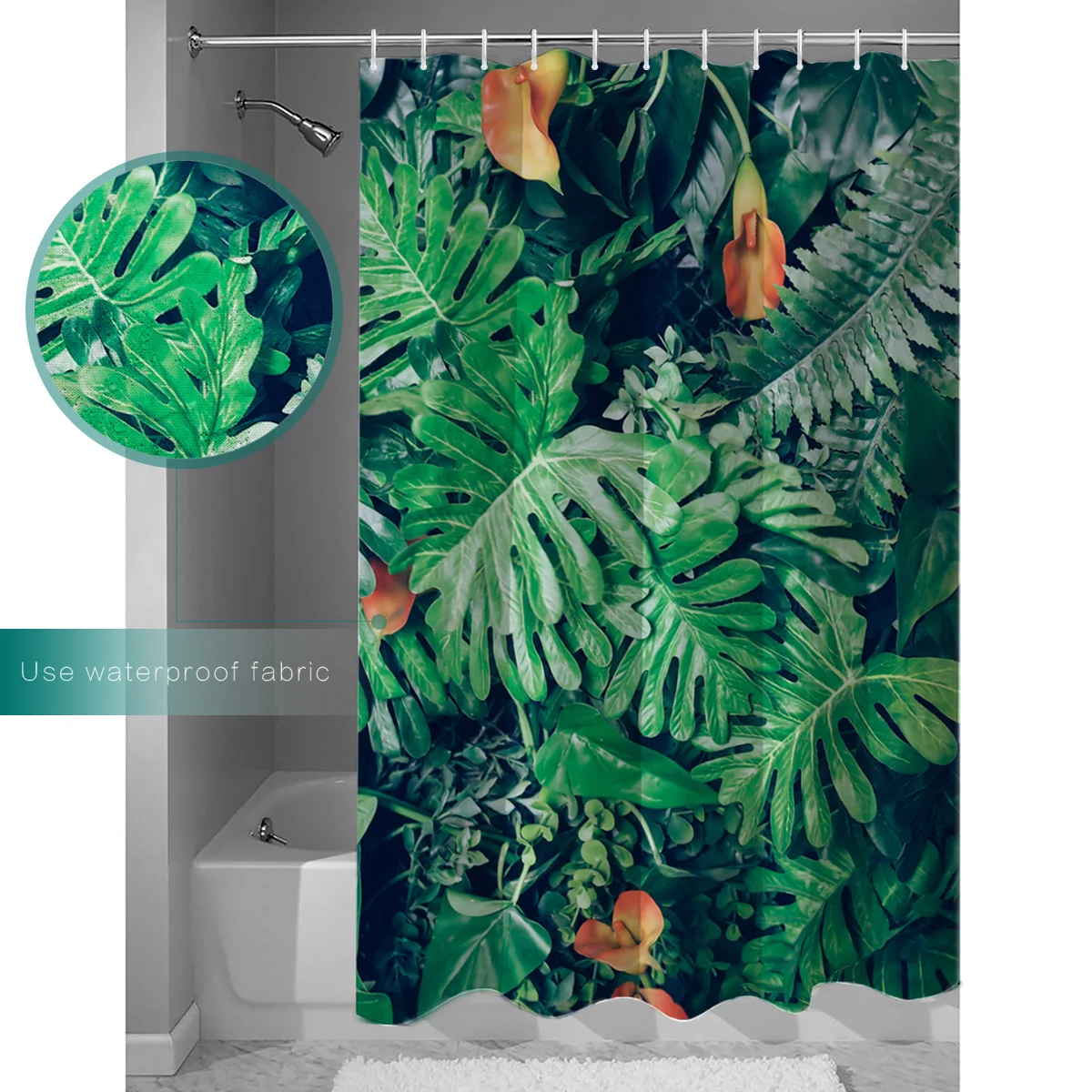 Занавеска для душа SHOWHOME занавеска с тропическими листьями в джунглях