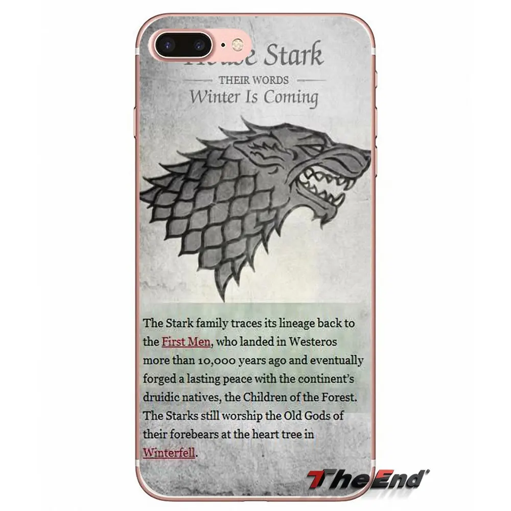 Для Apple iPhone X 4 4S 5 5S SE 5C 6 6S 7 8 Plus 6Plus 7plus 8plus Fundas Coque Games of Thrones GOT House Stark чехол с