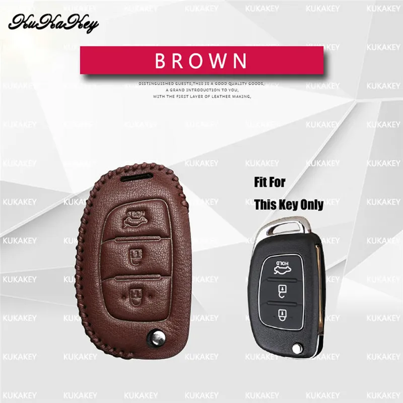 brown 35-1 Кожаный чехол для автомобильных ключей, чехол для hyundai Solaris ix25 ix35 ix45 Elantra, Santa Fe HB20 верна Солярис Creta i10 i20 i30 Tucson - Название цвета: brown 35-1