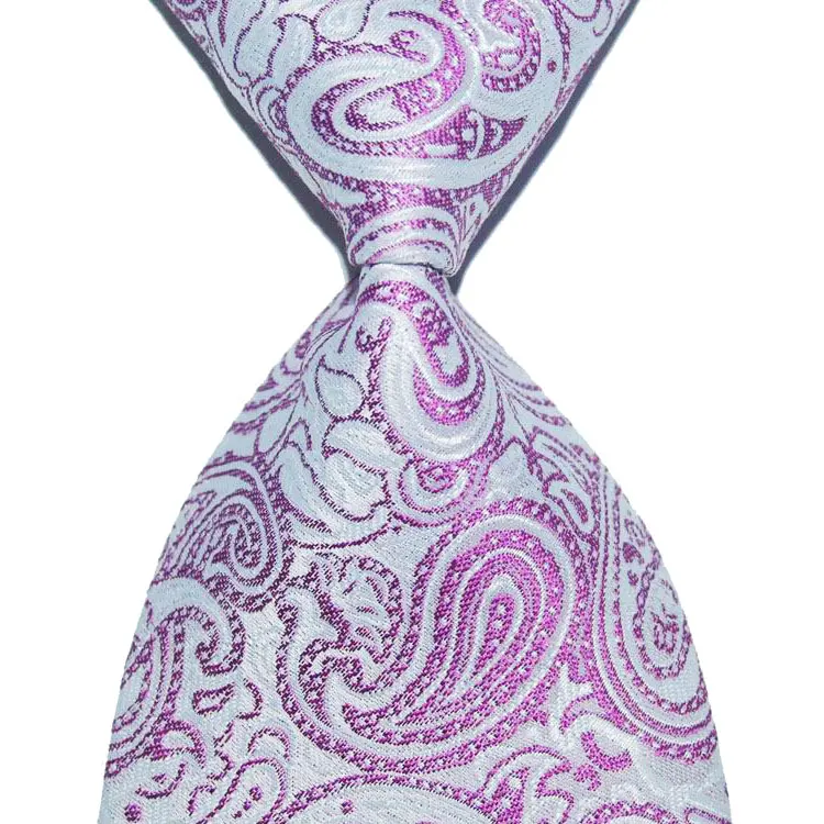 Light Purple Классический Галстук Пейсли для мужчин шелковый галстук 10 см ширина Бордовый синий Модный жаккардовый тканый праздничный деловой костюм Свадебная вечеринка - Цвет: Light Purple