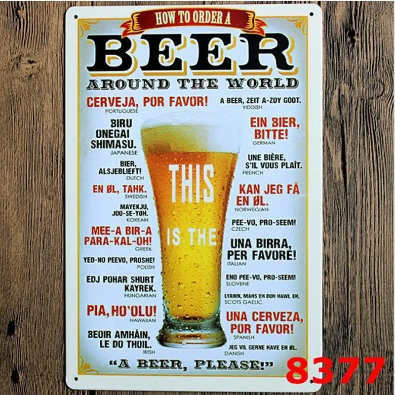 

Beer around the world Tin Sign Bar pub home Wall Decor Retro Metal Art Poste metal craft