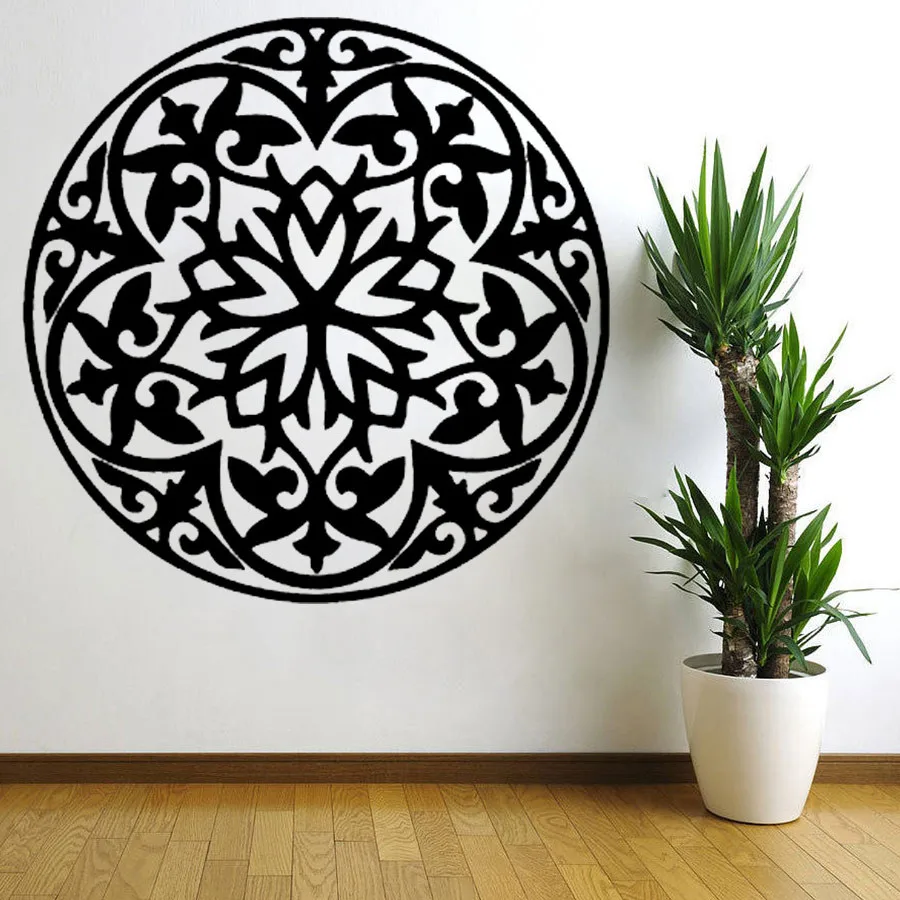 Новая наклейка, Виниловая наклейка, художественный Декор Мандала Менди Ом, индийский индуированный Будда, размер 56x56 см