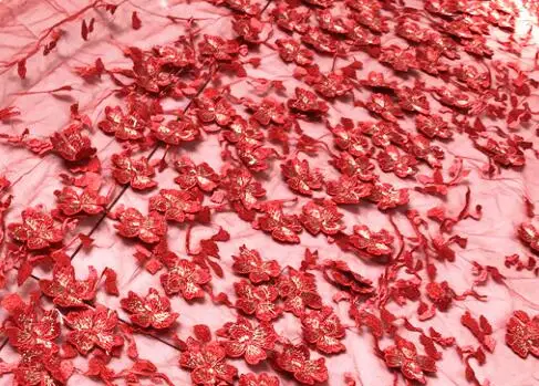 red Светильник, синий, розовый, стерео, кружево, Цветочная вышивка, ткань для свадебной фотосъемки, фоновая одежда, платье, ткань RS2607 - Цвет: red