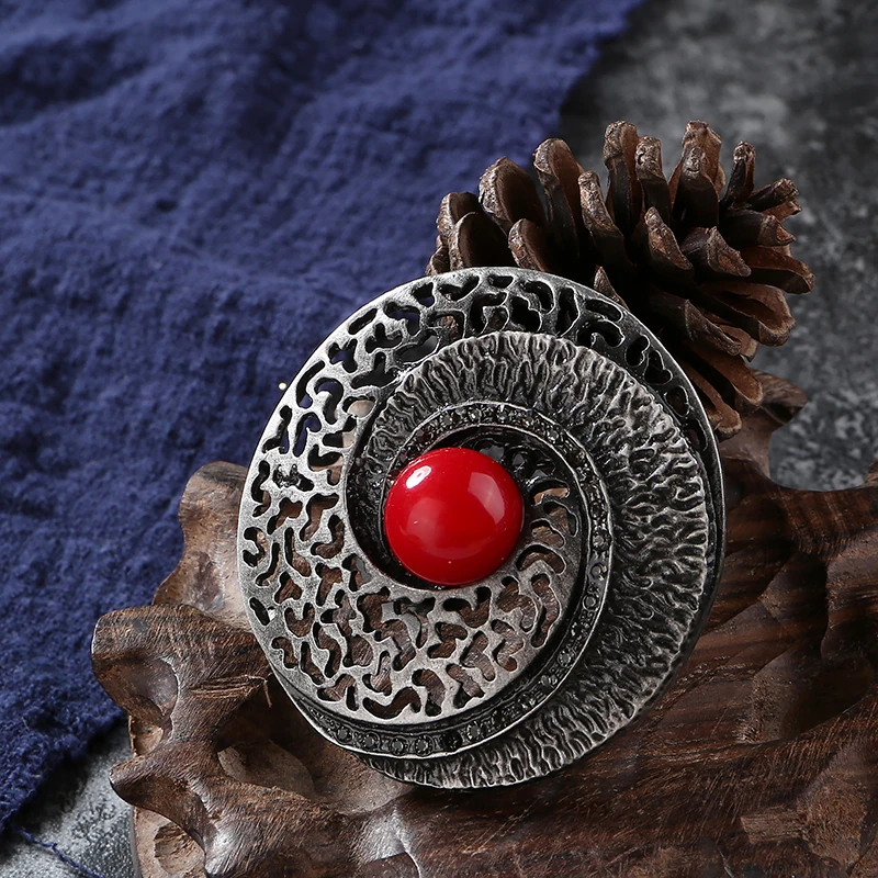 Винтажная брошь Yinyang броши на булавке для женщин с камнем украшение ювелирное