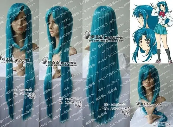 БЕСПЛАТНАЯ ДОСТАВКА &gt&gt&gt@&gt НОВЫЙ синий зеленый длинные прямые косплей парики 100