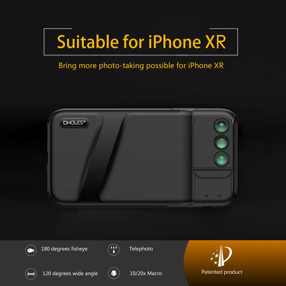 For iPhone XR 3 lens PHOLES 6 в 1 объектив камеры чехол для телефона для iPhone X XR чехол рыбий глаз широкоугольный макрообъектив телеобъектив Мягкий ТПУ Край - Цвет: For iPhone XR 3 lens