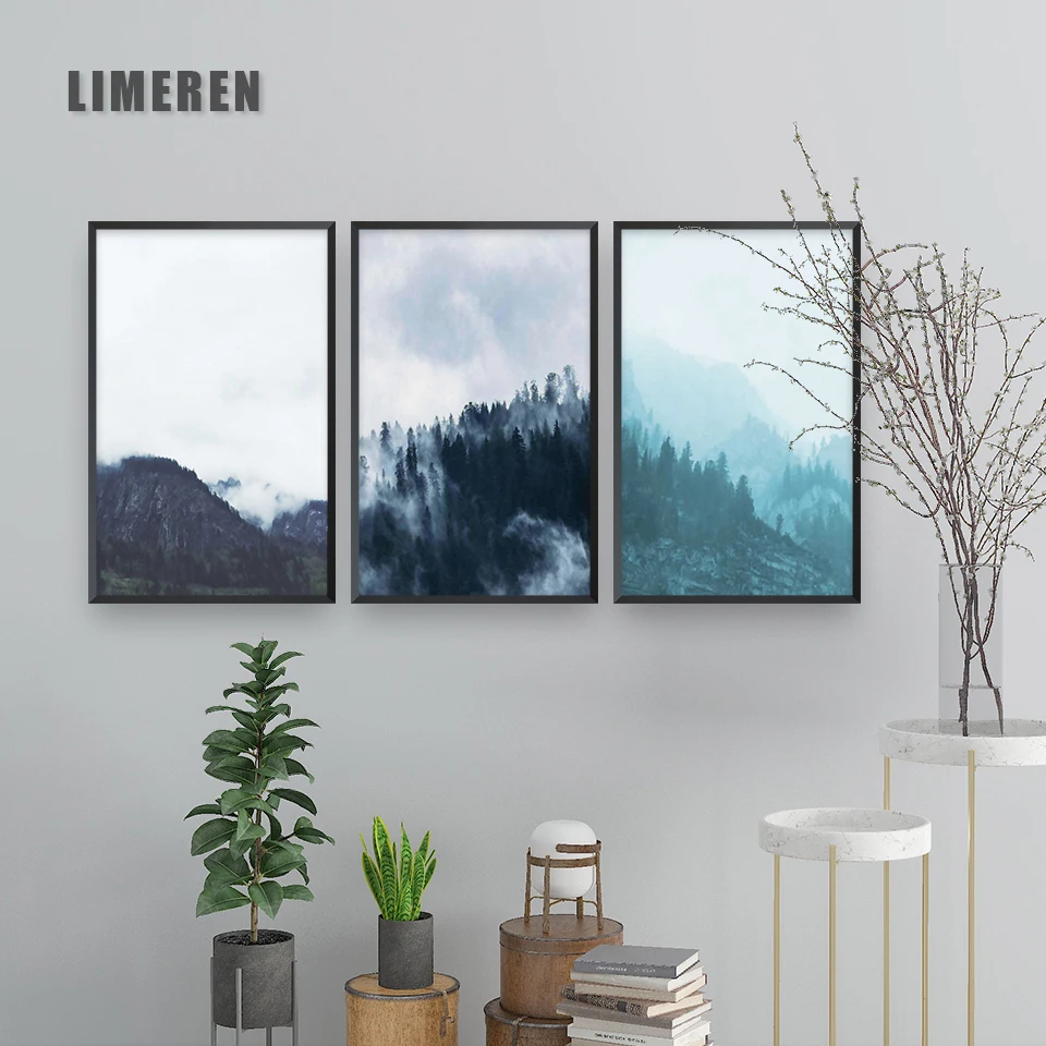 Северный плакат море облачная Гора плакаты и принты буквы настенные картины для