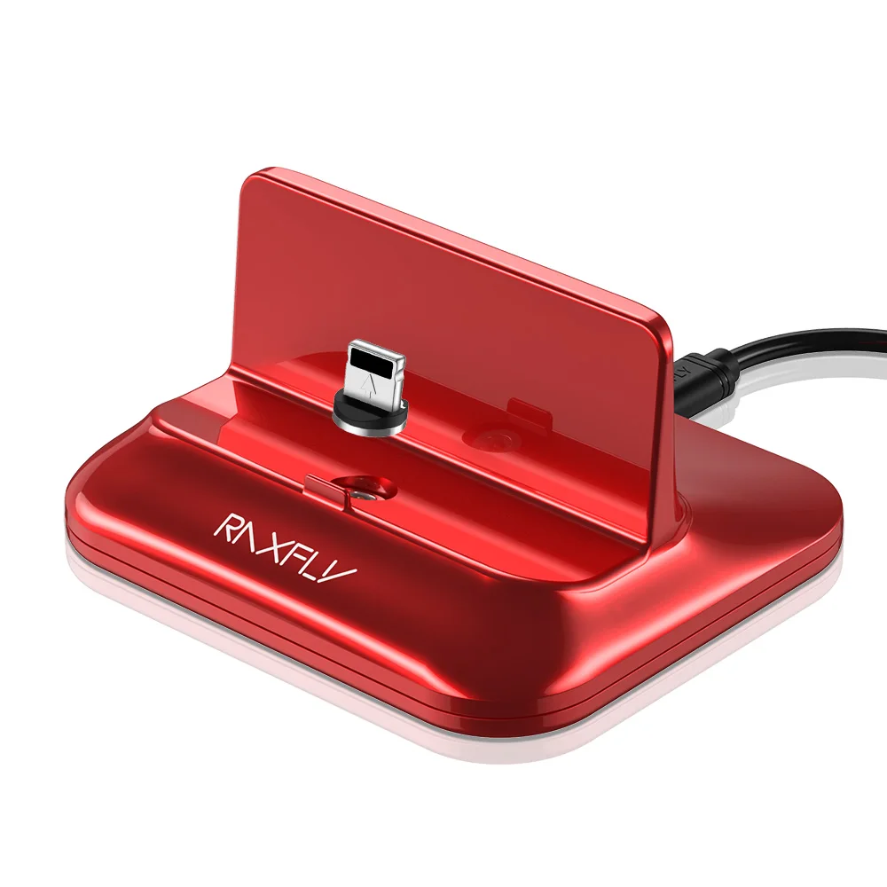 RAXFLY 3 в 1 магнитное зарядное устройство для телефона для Apple iPhone настольное USB C зарядное устройство для телефона Micro usb type C быстрая подставка с подзарядкой - Цвет: Красный