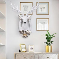 european style deer head wall hanging statue animal figurine sculpture for home decorations accessories attic ornaments