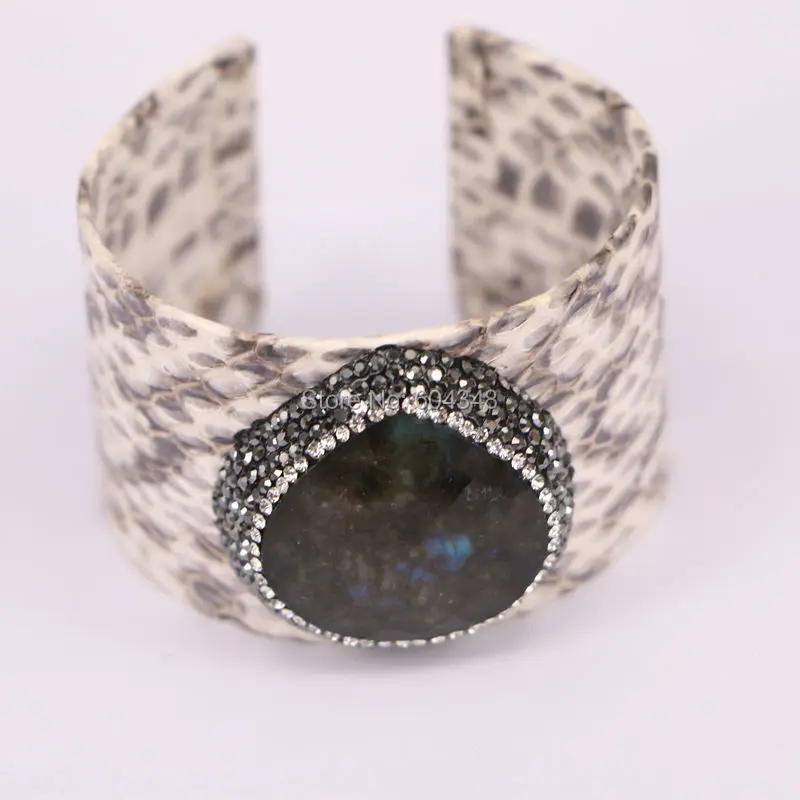 3 шт. натуральный Лабрадорит Драгоценный Камень Браслет из змеиной кожи ширина 40