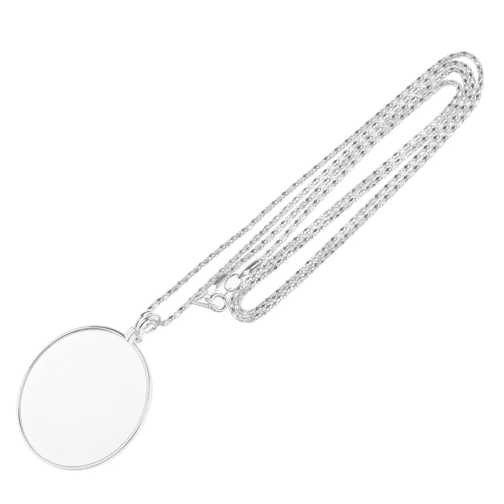 Silver Ожерелье на цепочке, карта, увеличительное стекло, лупа для чтения, лупа 5X для чтения, наблюдения за ювелирными изделиями, техники по ремонту - Цвет: Silver