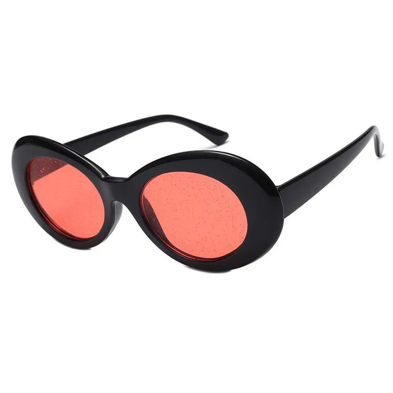 black frame red Модные, крутые, уникальные, ослепительные линзы, Овальные, стильные солнцезащитные очки для женщин и мужчин, вечерние, брендовые, Sesign, солнцезащитные очки Oculos De Sol - Цвет линз: black frame red